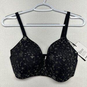 Knix Wingwoman Contour Bra NWT Size 6 (32/34DD) Black Stargazer Celestial Print